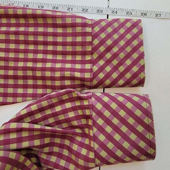 Robert Graham Mens Contrast Cuff Colorful Button Up Shirt Purple Plaid Size XL - Picture 11 of 11